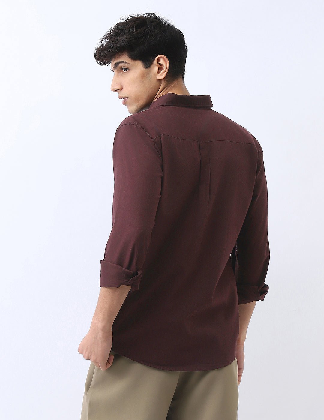 Men's Cocoa Cotton Full Sleeve Regular Fit Casual Solid Shirt - Image 4