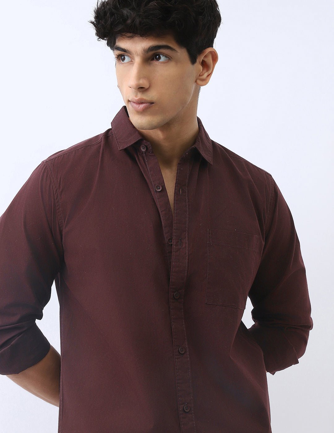 Men's Cocoa Cotton Full Sleeve Regular Fit Casual Solid Shirt - Image 6