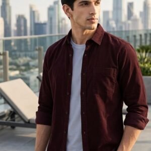 Men's Cocoa Cotton Full Sleeve Regular Fit Casual Solid Shirt